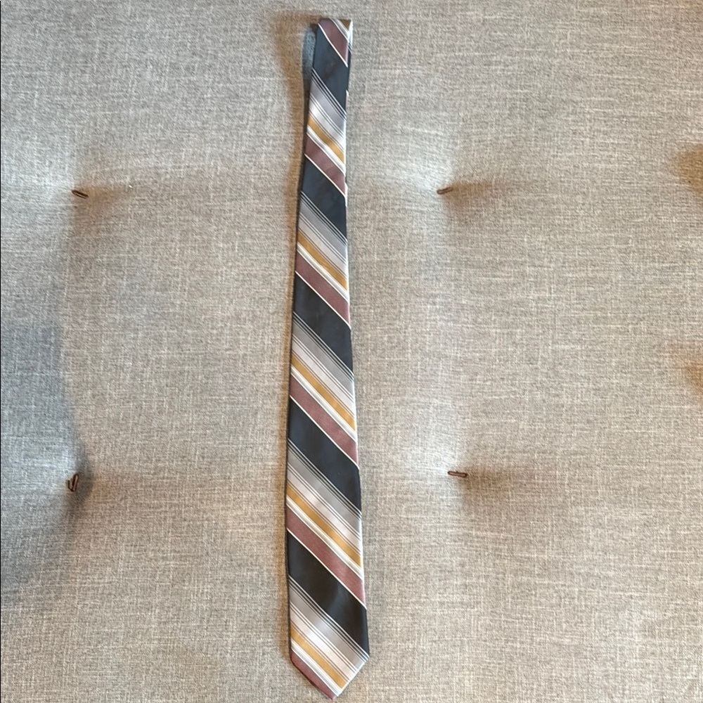 Striped Men's Tie in Black, Brown, and Cream